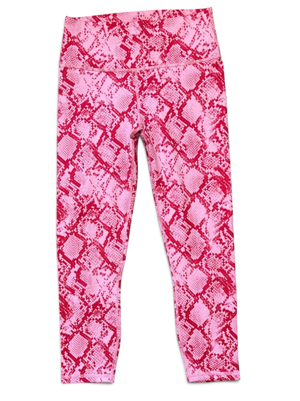 Fabletics PowerHold Pink Red Snake Print 7/8 Leggings